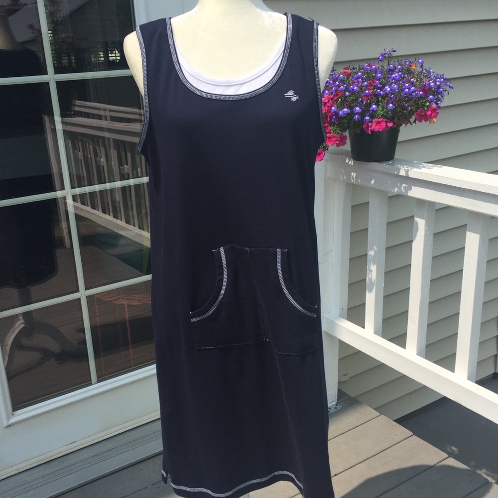 Catalina cover up Dress L. Navy & White